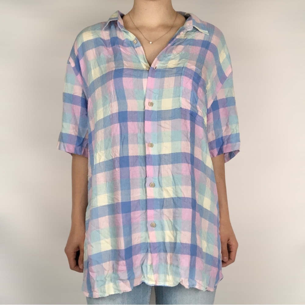 NWT Barney Cools Holiday Pastel‎ Plaid Button Down Shirt